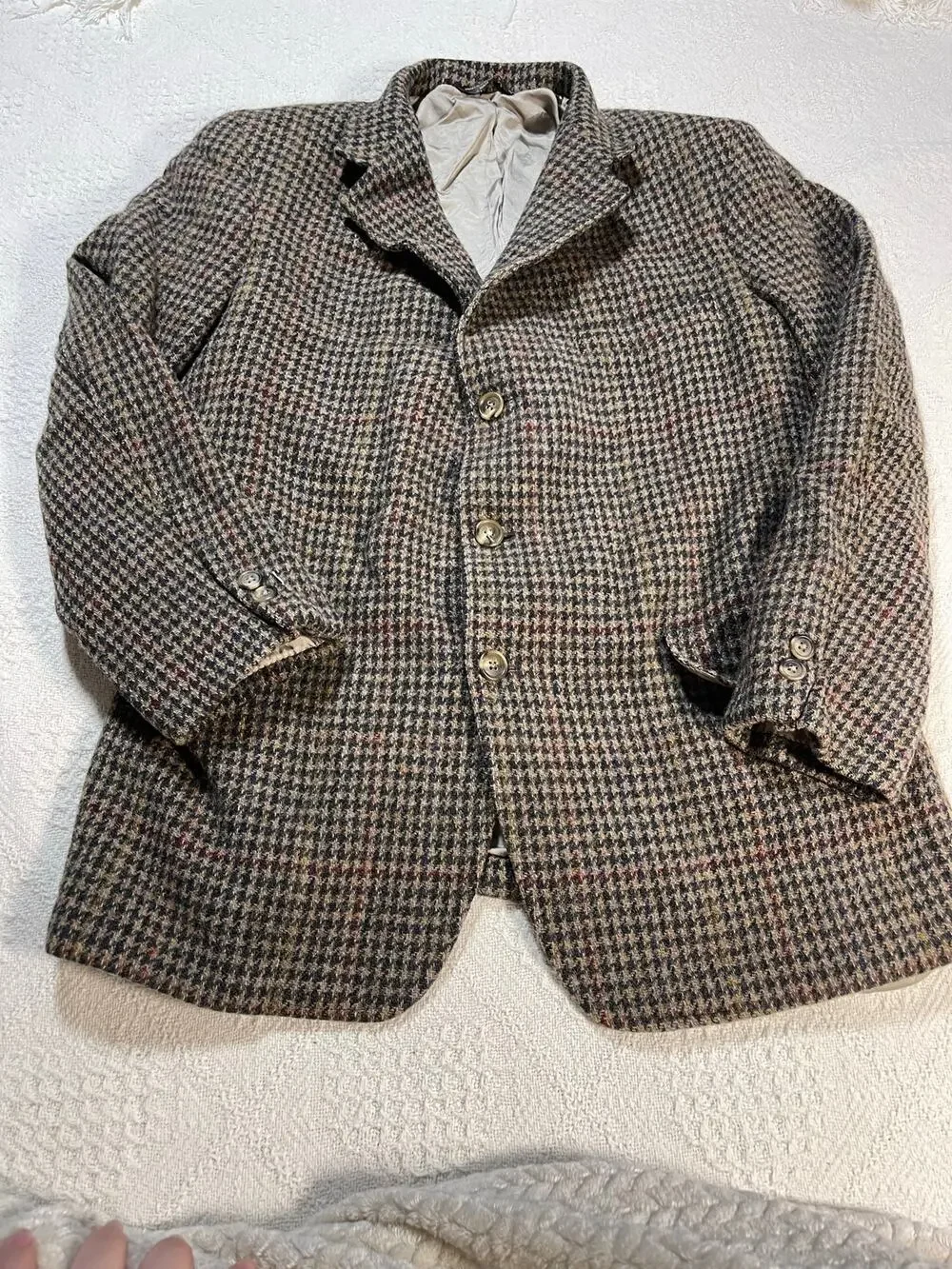 Vintage Huntington Men’s 42L Houndstooth Wool Blend Sport Coat